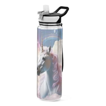 Imagem de ATTX Garrafa de água Sky Horse, 946 ml, à prova de vazamento e livre de BPA, garrafas de água reutilizáveis de plástico Tritan para viagens, academia, corrida (428)