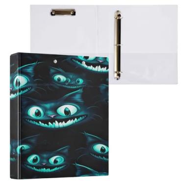 Imagem de Blueangle Fichário de 3 anéis olho de gato neon azul com prancheta e 2 bolsos - Organizador de documentos decorativos de 3 cm para escritório, suprimentos para reuniões (893)