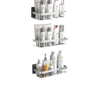 Imagem de Suportes De Prateleira De Canto Para Casa De Banho E Cozinha - Prateleiras Adesivas E AcessóRios Para Casa De Banho(B-3 Retangular -prata)