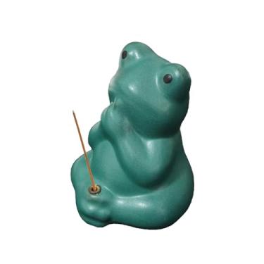 Imagem de Porta-incenso de cerâmica para sapo fofo – suporte de incenso para decoração de mesa de casa, presentes de meditação e ioga, suporte para queimador de incenso para mulheres e homens – sapo
