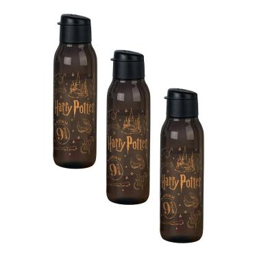 Imagem de Kit 3 Garrafas de Água Tupperware Eco Tupper Redonda Plus Harry Potter Preto 750ml