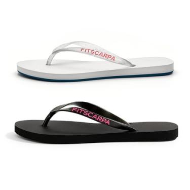 Imagem de Kit 2 Pares Chinelo Feminino Fitscarpa Moda Verão (Preto/Branco, BR, Adulto, Faixa Numérico, 39, 40)