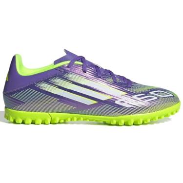 Imagem de adidas Tênis de futebol unissex adulto F50 Club Turf, Roxa, 11.5 Women/10.5 Men