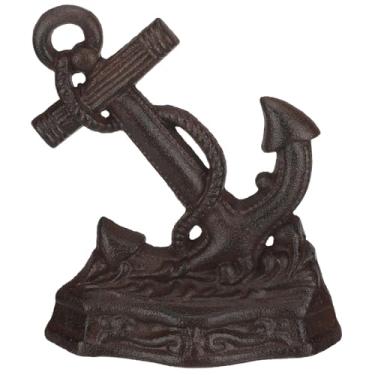 Imagem de Otoolling Rolha de porta de âncora de ferro fundido de 20 cm Rolha de porta náutica para parte inferior das portas decorativas resistentes suporte de janela para portão pesado loja de escritório