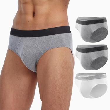 Imagem de BATTEWA Roupa íntima masculina lavável à prova de vazamento para incontinência íntima masculina reutilizável absorvente de urina (3GG, 2 cinzas1branco, pacote com 3)