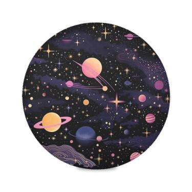 Imagem de Wassud Jogo americano com desenho de ilustração de astronomia (4) tapetes de mesa redondos para cozinha e jantar tapetes laváveis resistentes ao calor decoração de mesa 39 cm