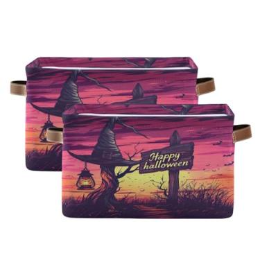 Imagem de Coikll Cesto de armazenamento de Halloween ao anoitecer para cesta de armazenamento de brinquedos, roupas sujas, artigos diversos, escritório, casa, armário, prateleira, cubo, caixa, impermeável