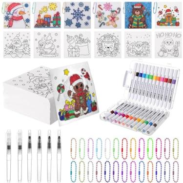 Imagem de Gueevin Kit de pintura de textura de espuma mágica, 36 peças, papéis de textura de espuma 3D, tinta inchada, 24 cores, marcadores de tinta acrílica, pincel de água, correntes de contas, desenho 3D