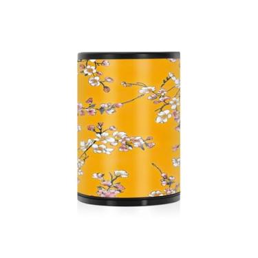 Imagem de Wassud Cinzeiro de carro de liga de alumínio com padrão floral laranja com tampa Cinzeiro de carro à prova de cheiro à prova de vento cinzeiro de viagem para SUV, caminhão, escritório, casa