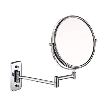 Imagem de LMJYU Espelho cosmético montado na parede espelho cosmético de 20 cm espelho de beleza banheiro europeu ampliação 7 vezes espelho duplo