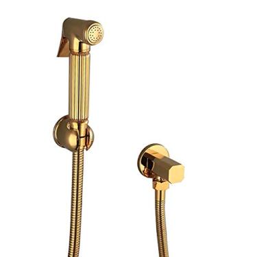 Imagem de uhyOHF Pulverizador de bidê portátil para vaso sanitário, kit de pulverizador de bidê montado na parede de titânio dourado conjunto de pulverizador de fraldas de pano de banheiro de água fria com