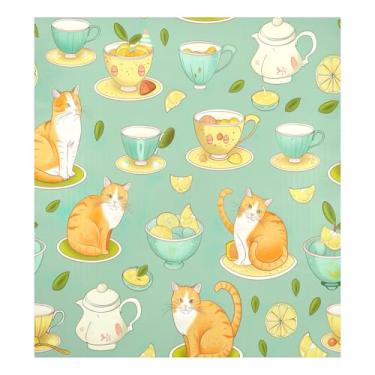 Imagem de Qilmy Linda capa de ímã de lava-louças de gato laranja 58 x 66 cm capas decorativas de geladeira para porta frontal adesivo magnético para máquina de lavar louça painel de geladeira decalque para