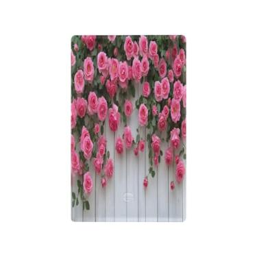 Imagem de Wassud Capa de interruptor de luz decorativa placa de parede para tomadas elétricas florescendo rosa em branco 11 x 6 cm