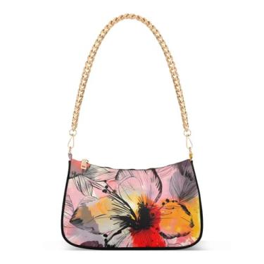 Imagem de CEBUGI Bolsas transversais femininas bolsa de ombro com flores bolsa clutch elegante com alça de corrente