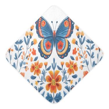 Imagem de Toalhas de bebê com capuz ultra macias absorventes toalha de banho flor borboleta musselina algodão toalhas de banho para recém-nascidos crianças pequenas 35x35 polegadas