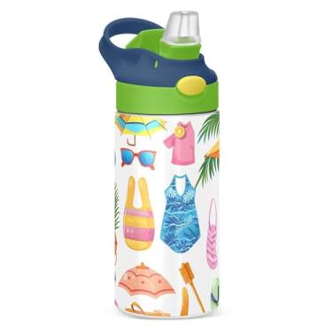 Imagem de CEBUGI Summer Elements Garrafa de água infantil à prova de vazamento com canudo Garrafa de água isolada a vácuo de aço inoxidável para meninos e meninas