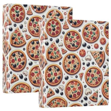 Imagem de Burbuja Pasta de 3 argolas para fatias de pizza de 3 cm para trabalho de escritório, fichário aberto D serve para papel tamanho carta com visão clara, 2 bolsos, pacote com 2
