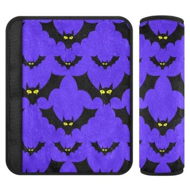 Imagem de Burbuja Capa para cinto de segurança de carro de morcegos de desenho animado macio confortável protetor de cinto de segurança para alça de ombro de assento, 1 par médio