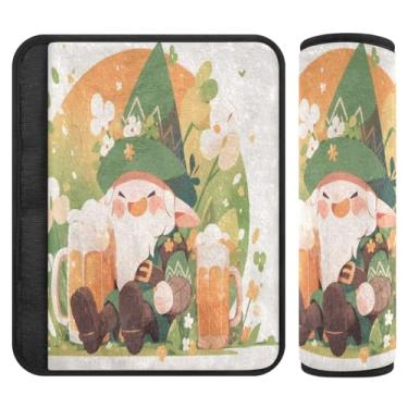 Imagem de Burbuja Capa para cinto de segurança de carro St. Patrick Gnome Beer Protetor de cinto de segurança de carro macio confortável para alça de ombro de assento de carro, 1 par médio