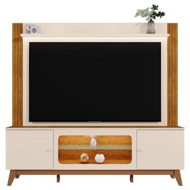 Imagem de Estante Home Maceió Off White/canela Para Tv Até 75” - Mobler Off White/canela