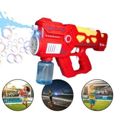 Imagem de Arma Brinquedo Recarregável 2em1 Lança Bolhas Jato Água Luz - Toyking