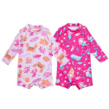 Imagem de Kit 2 Macaquinhos Praia Com Proteção Uv Infantil Verão - Fofotinhos, S
