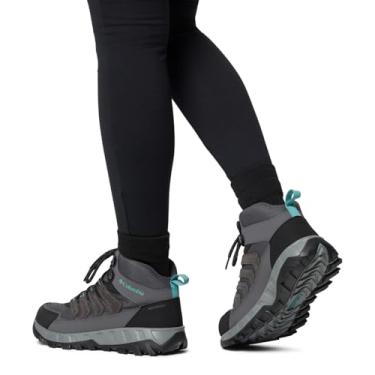 Imagem de Columbia Tênis feminino Strata Trail Mid impermeável para caminhada, Cinza escuro/azul-petróleo, 41