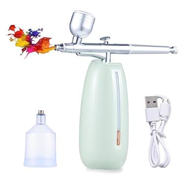 Imagem de Pistola de ar portátil sem fio com compressor dupla ação pressão ajustável em 2 níveis bateria interna para pintura colo