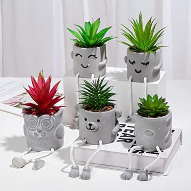 Imagem de TOPINCN Ornamentos Em Vasos de Expressão, Vaso de Plantas Suculentas de PVC Com para Decoração Interna e Externa (#2)