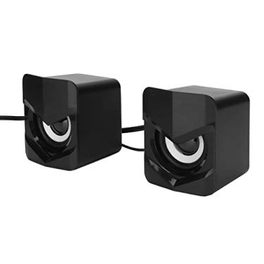 Imagem de Akozon Alto-falante de Computador Com Fio USB - Mini Alto-falante de Mesa Multimídia para PC, Laptop, Telefone Celular e Monitor - Som Nítido, Volume Ajustável, Design Portátil (Versão normal preta)