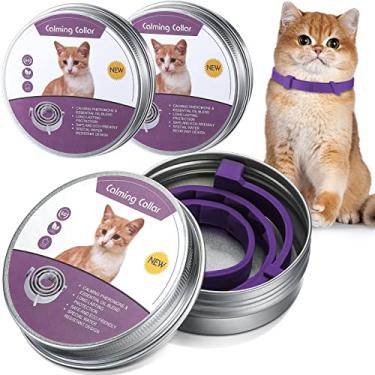 Imagem de Qualirey 3 coleiras ajustáveis para gatos, coleiras para gatos que reduzem a ansiedade para animais de estimação, coleira calma Pacify Kitten, adequada para gatos pequenos, médios e grandes, 38 cm