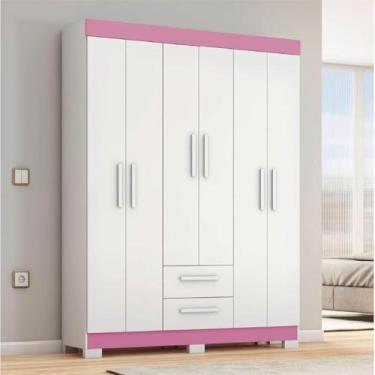 Imagem de Guarda-Roupa Infantil Notável NT 6015 3 Portas Branco New/Rosa, com Ca