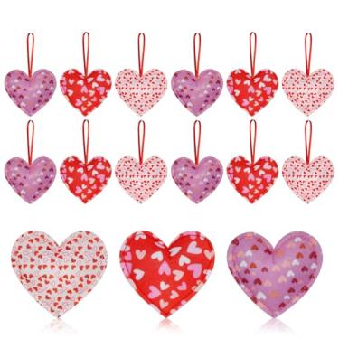 Imagem de 12 peças de enfeites de coração de feltro para pendurar em árvores, estampas de coração, enfeite decorativo para dia dos namorados, Natal, aniversário, decoração de festa de casamento