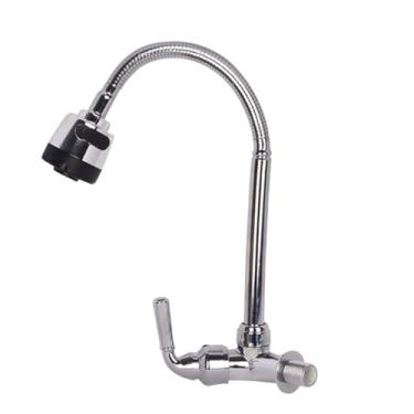 Imagem de Torneira Gourmet Flexível de Parede com Ducha, 1/2'', Inox, 46cm Altura, Alavanca Lateral, Bico Anatômico, PP ABS Nylon