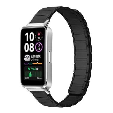 Imagem de Para Huawei Band 10/9/8 xDfind Pulseira magnética de silicone em forma de I (preto)