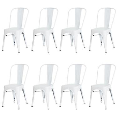 Imagem de Kit 8 Cadeiras Tolix Iron Branca Aço Industrial Bar