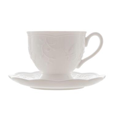 Imagem de Jogo 12 XícarasDe Café Com Pires Em Porcelana New Bone Butterfly Borboleta E Flores 100ml Lyor