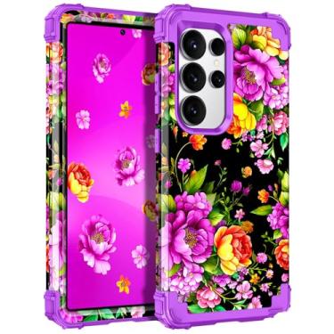 Imagem de Casetego Capa para Galaxy S25 Ultra, capa protetora resistente à prova de choque de três camadas para Samsung Galaxy S25 Ultra 17.5 cm, roxo peônia