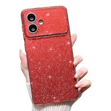 Imagem de MINSCOSE Capa com glitter compatível com Samsung Galaxy S26 Edge, linda estética brilhante, fina, à prova de choque, brilhante para Samsung Galaxy S26 Edge para mulheres e meninas - vermelho vinho