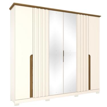 Imagem de Guarda Roupa Casal 6 Portas 256 cm Napoli Nature Off White HENN