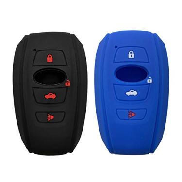 Imagem de 2 peças de capa protetora para chave Fob Fit for 2018 2017 Subaru Outback Legacy Forester Sti XV Crosstrek Impreza BRZ WRX Keyless Entry Remote Fob Skin HolderArruweer azul A09GJT