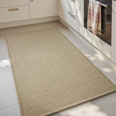 Imagem de RESARE Tapetes de cozinha, tapetes de cozinha de juta para chão, tapete de cozinha antiderrapante, lavável, tapete de cozinha boêmio, tapete de cozinha resistente a manchas para piso de cozinha