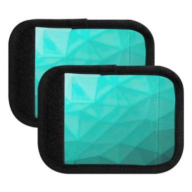 Imagem de Pacote com 2 alças de bagagem gradiente turquesa aqua, capas de alça macia, identificador, etiquetas de bagagem para malas