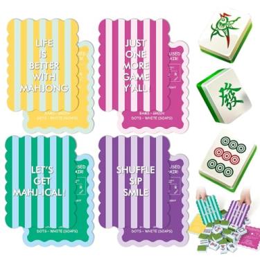 Imagem de OBUSATT 4 Pcs Mahjong Shuffler Cards Scalloped Shuffler Cards for Mixing & Shuffling Tiles PVC Mahjong Accessories Gifts for Mah-jongg Beginner Lover Home Games Party Supplies Waterproof Rules Printed