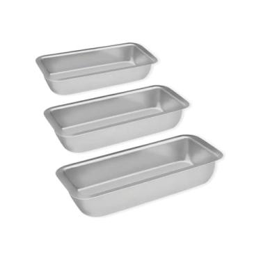 Imagem de KIT 3 Formas para Pães em Alumínio Premium – Alta Resistência, Bordas Altas, Assa por Igual, Fácil Limpeza – Ideal para Pão Caseiro, Bolo Inglês e Assados Diversos Pequena, Média e Grande