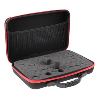 Imagem de F Fityle Bolsa para transporte de óleos essenciais de 60 frascos para frascos de 5 ml, 10 ml e 15 ml, suporte organizador de armazenamento de capa dura com zíper para viagem em casa – vermelha
