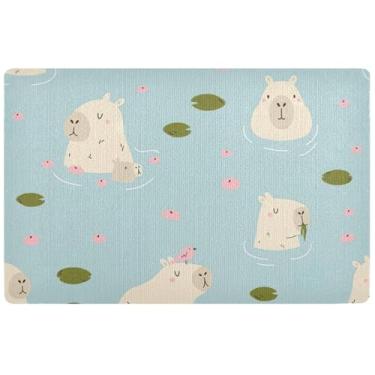 Imagem de Tapete de porta colorido personalizado capivaras para entrada interna e externa absorvente, tapetes para entrada laváveis tapetes para entrada interna, 81 cm x 50 cm