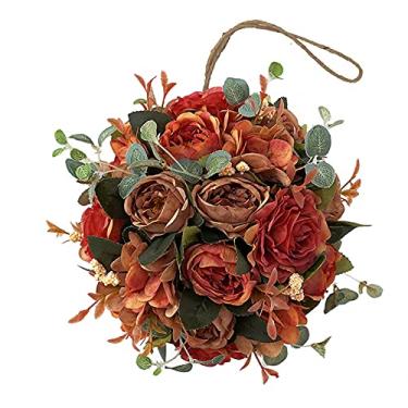 Imagem de Jectse Bola de Flor de Peônia Artificial, Peça Central de Casamento Elegante para Decoração de Mesa de Festa Em Casa Com Pano Rosa Profundo e Material Plástico, Diâmetro 20 Cm (B)