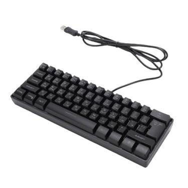 Imagem de Yunseity Teclado Mecânico Russo para Jogos, Teclado Com Fio RGB Compacto de 61 Teclas Com Luz de Fundo Ajustável, para Jogos de PC, Trabalho, Viagem de Negócios (BLACK)