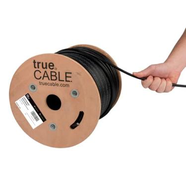 Imagem de TrueCABLE Cat6 Outdoor, Shielded FTP, à prova d 'água, Direct Burial Rated CMX, 23AWG Solid Bare Coper, 550MHz, ETL Listed, Bulk Ethernet Cable, Preto, 500ft